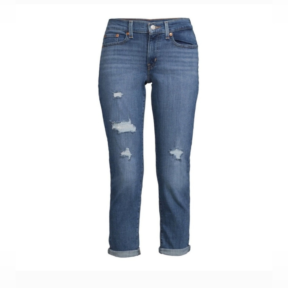 Levi's Boyfriend Jeans Womens 29 Blue Medium Wash Distressed Stretch- 2 Pair - Picture 14 of 15